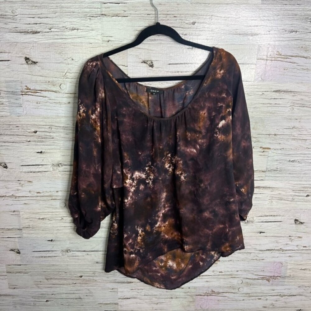 Drew silk Tie Dye tunic top sz small purple